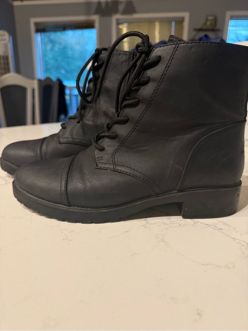 Aldo Black Lace-Up Combat Ankle Boots